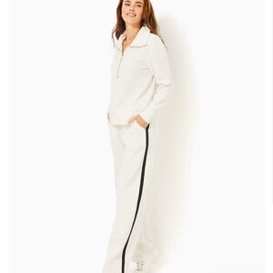 Lilly Pulitzer Cream Track Pants with Black Stripe